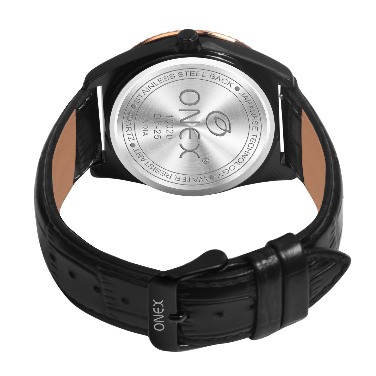 ONEX Men’s Chronograph Analog Watch | Black Dial with Multifunction Display | Premium Leather Strap Wrist Watch