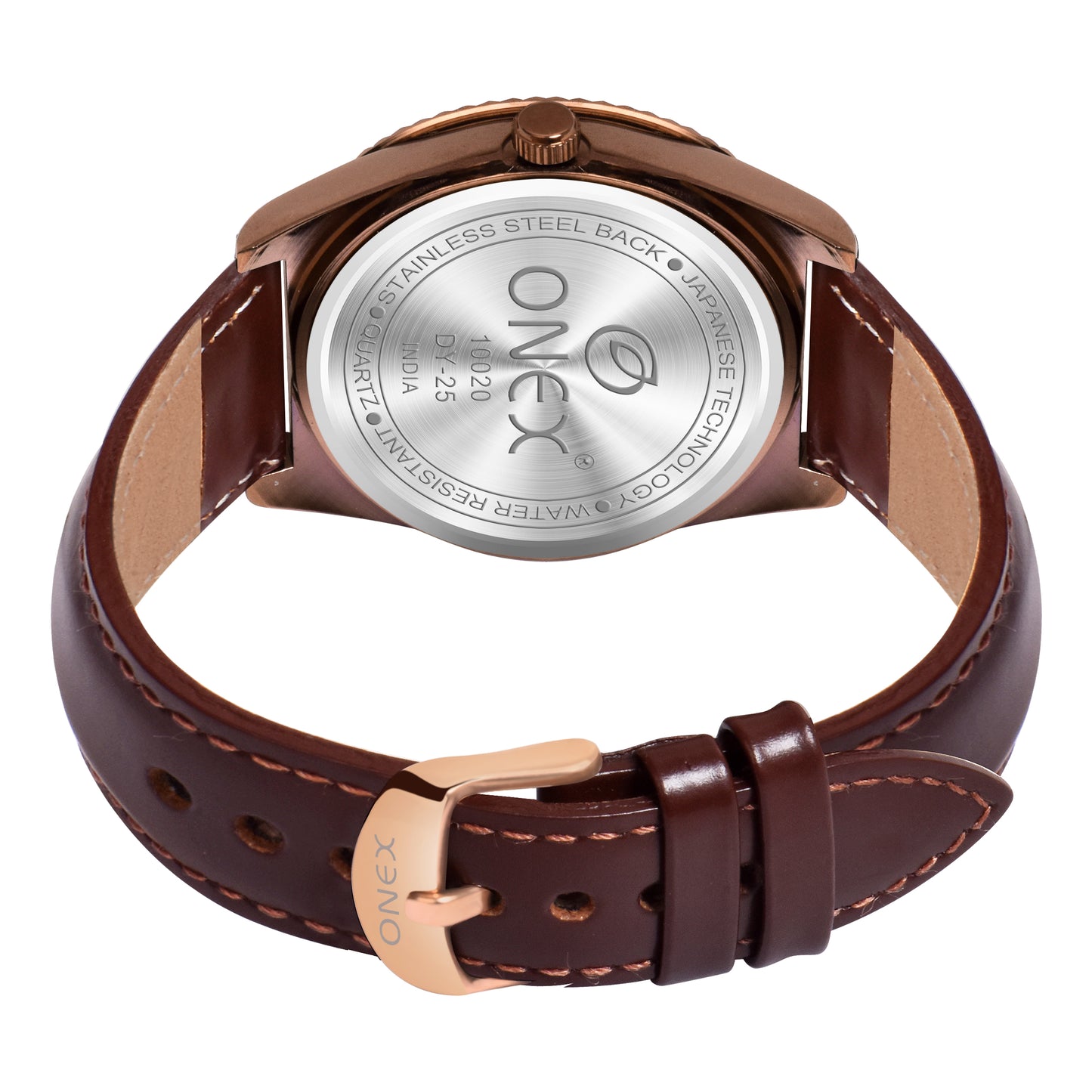 ONEX Men’s Chronograph Analog Watch | Brown Dial with Multifunction Display | Premium Leather Strap Wrist Watch
