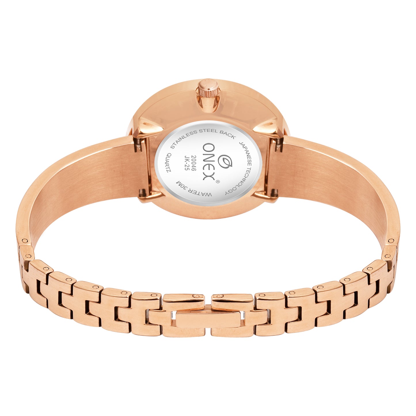 OneX Premium Rose Gold Analog Watch | Crystal-Studded Dial & Metal Bracelet