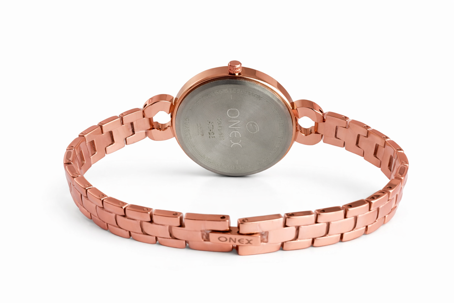 Onex Women’s Brown Dial Rose Gold Bracelet Watch with Crystal Accents