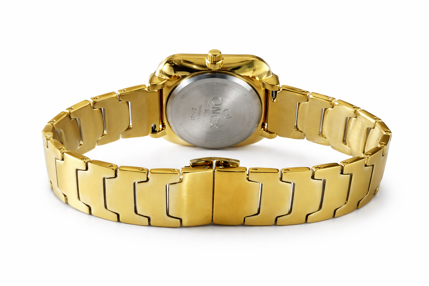 Onex Women’s Gold Square Dial Watch with Black Face & Premium Metal Bracelet