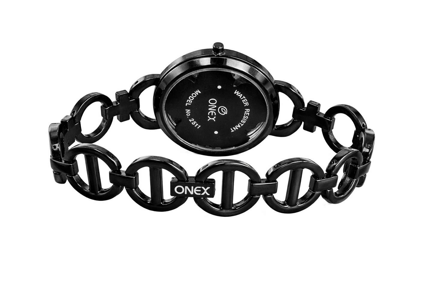 ONEX Black Women’s Bracelet Watch with Light Black Textured Dial & Crystal Accents