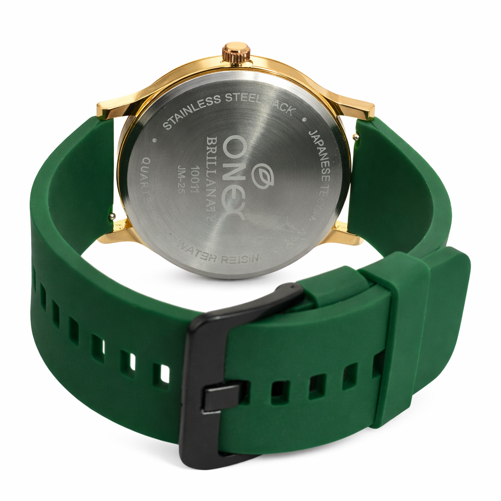 ONEX Men's Multifunction Analog Watch | Green Dial with Day-Date Display | Green Silicone Strap | Stylish Casual & Formal Wrist Watch for Men