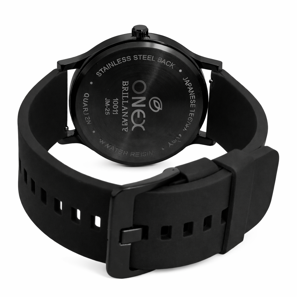 ONEX Men's Multifunction Analog Watch | Black Dial with Day-Date Display | Black Silicone Strap | Stylish Casual & Formal Wrist Watch for Men