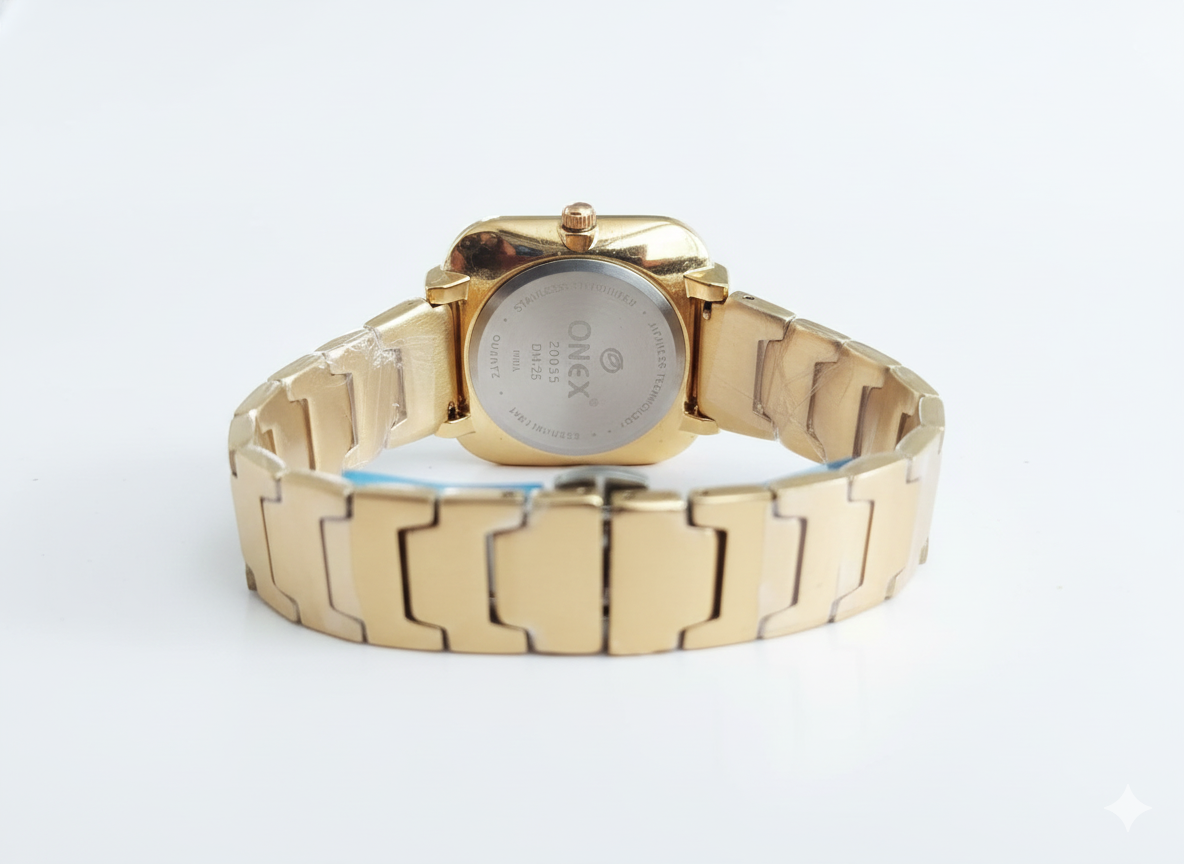 ONEX Rose Gold Square Dial Analog Watch for Women | Crystal Accent Dial | Metal Strap