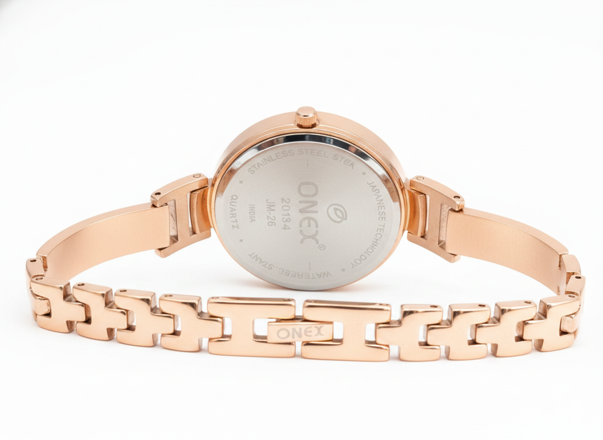 Onex Women’s Rose Gold Bracelet Watch with Grey Floral Dial