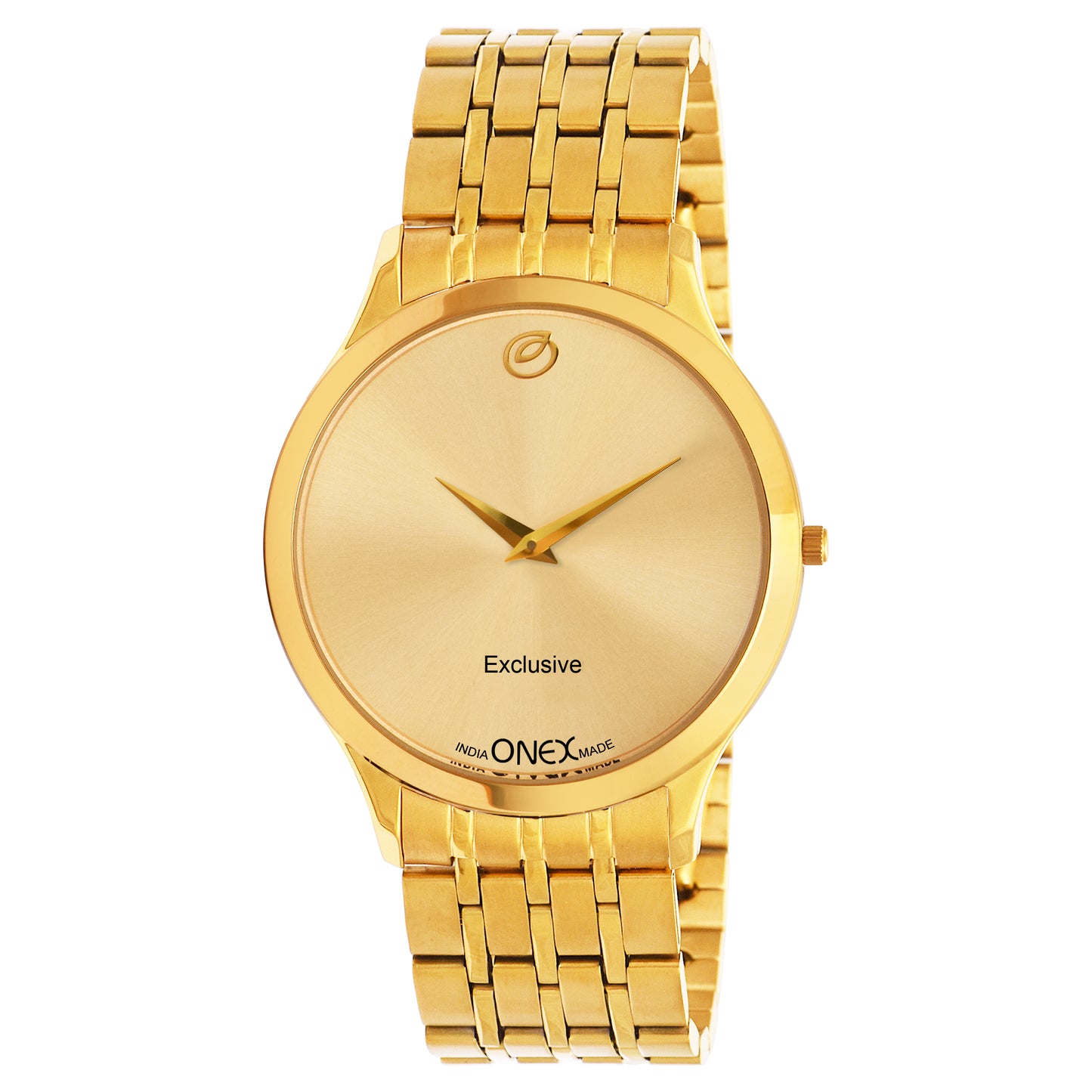 ONEX Exclusive Men’s Gold Analog Wrist Watch | Stainless Steel Metal Strap | Elegant Formal Watch
