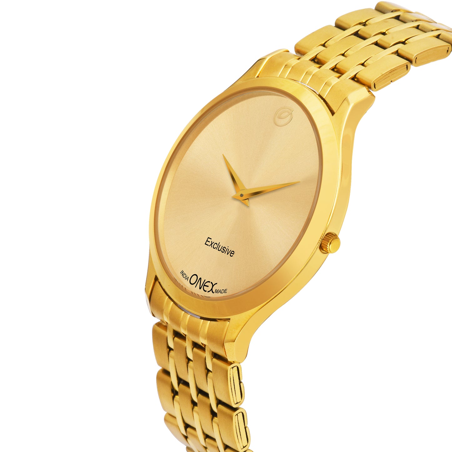 ONEX Exclusive Men’s Gold Analog Wrist Watch | Stainless Steel Metal Strap | Elegant Formal Watch