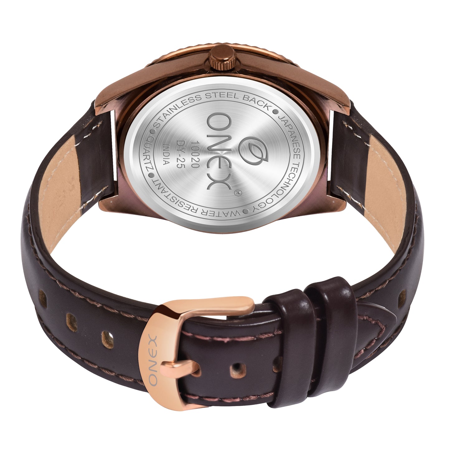 ONEX Men’s Chronograph Analog Watch | Brown Dial with Multifunction Display | Premium Leather Strap Wrist Watch