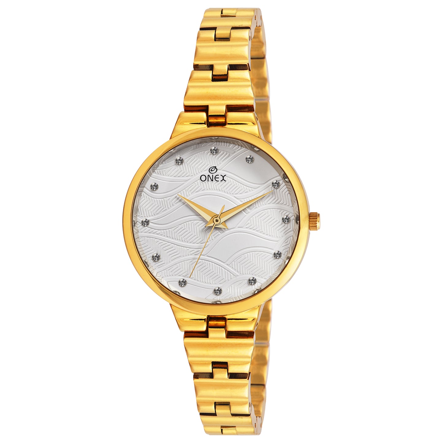 ONEX Stylish Gold Bracelet Watch for Women with Designer Textured Dial
