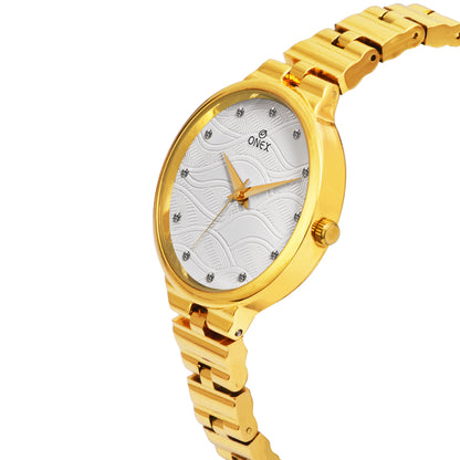 ONEX Stylish Gold Bracelet Watch for Women with Designer Textured Dial