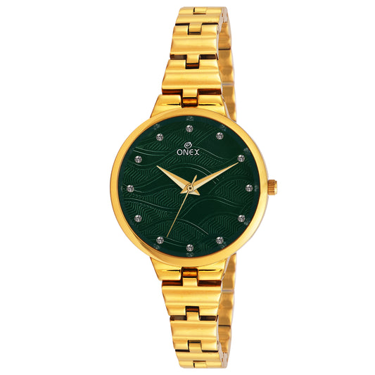 ONEX Stylish Gold Bracelet Watch for Women with Designer Textured Dial
