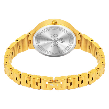 ONEX Stylish Gold Bracelet Watch for Women with Designer Textured Dial