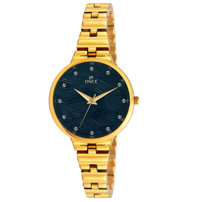 ONEX Stylish Gold Bracelet Watch for Women with Designer Textured Dial