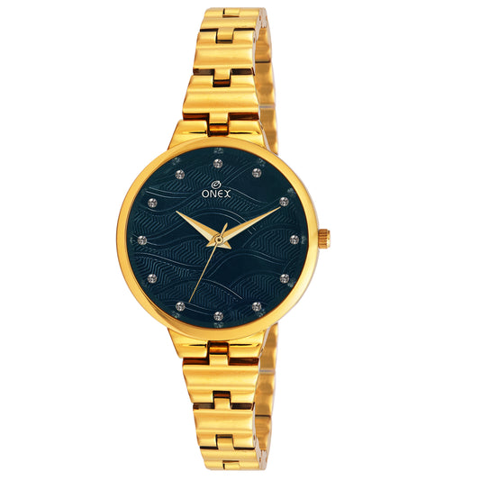 ONEX Stylish Gold Bracelet Watch for Women with Designer Textured Dial