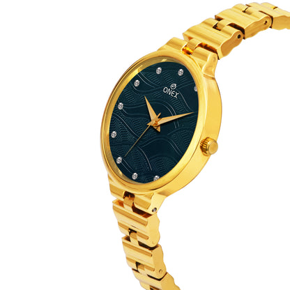 ONEX Stylish Gold Bracelet Watch for Women with Designer Textured Dial