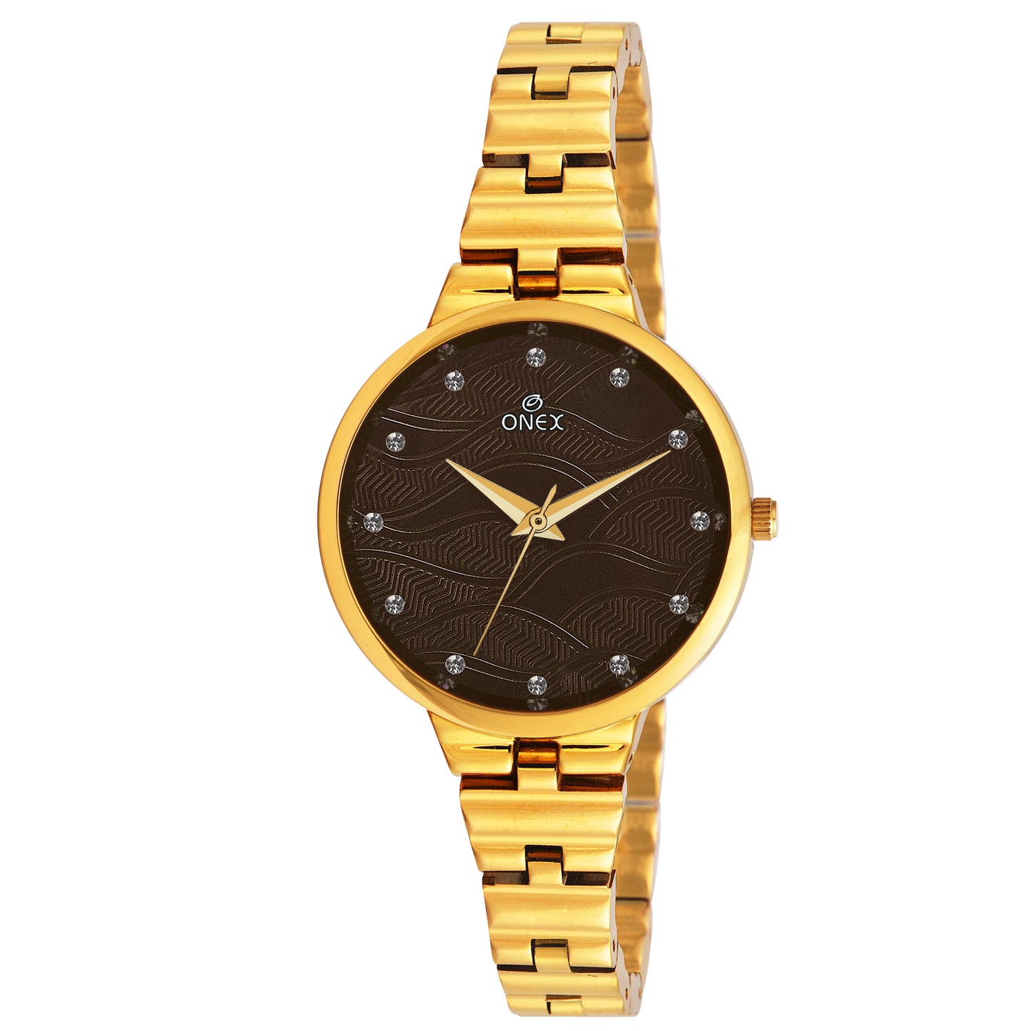 ONEX Stylish Gold Bracelet Watch for Women with Designer Textured Dial