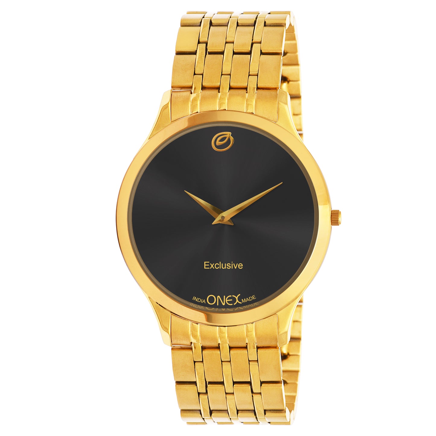 ONEX Exclusive Men’s Gold Analog Wrist Watch | Stainless Steel Metal Strap | Elegant Formal Watch