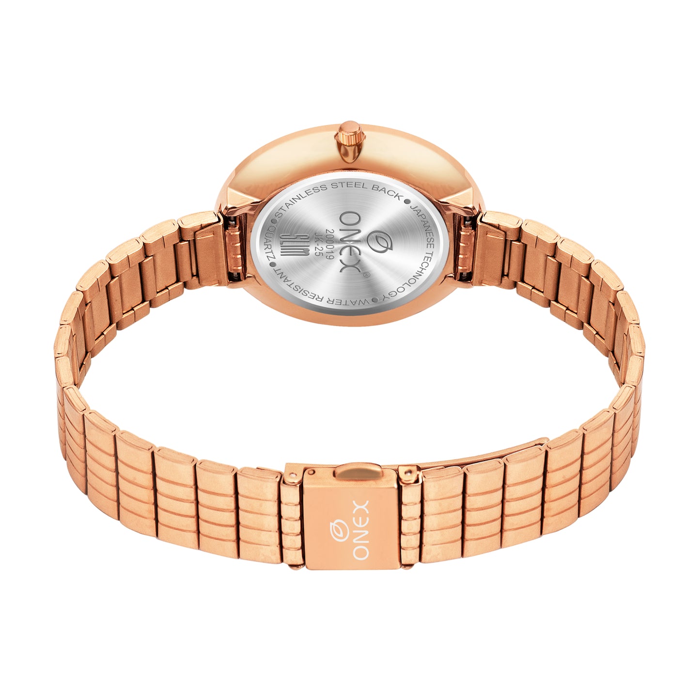ONEX Elegant Rose Gold Women’s Watch | Blue Sunray Dial with Crystal Ring