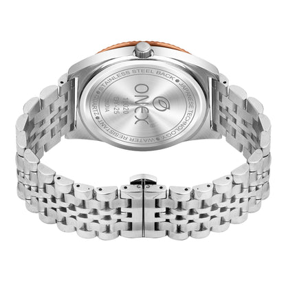 ONEX Men’s Chronograph Analog Watch | Brown Dial with Rose-Gold Bezel | Stainless Steel Strap Wrist Watch