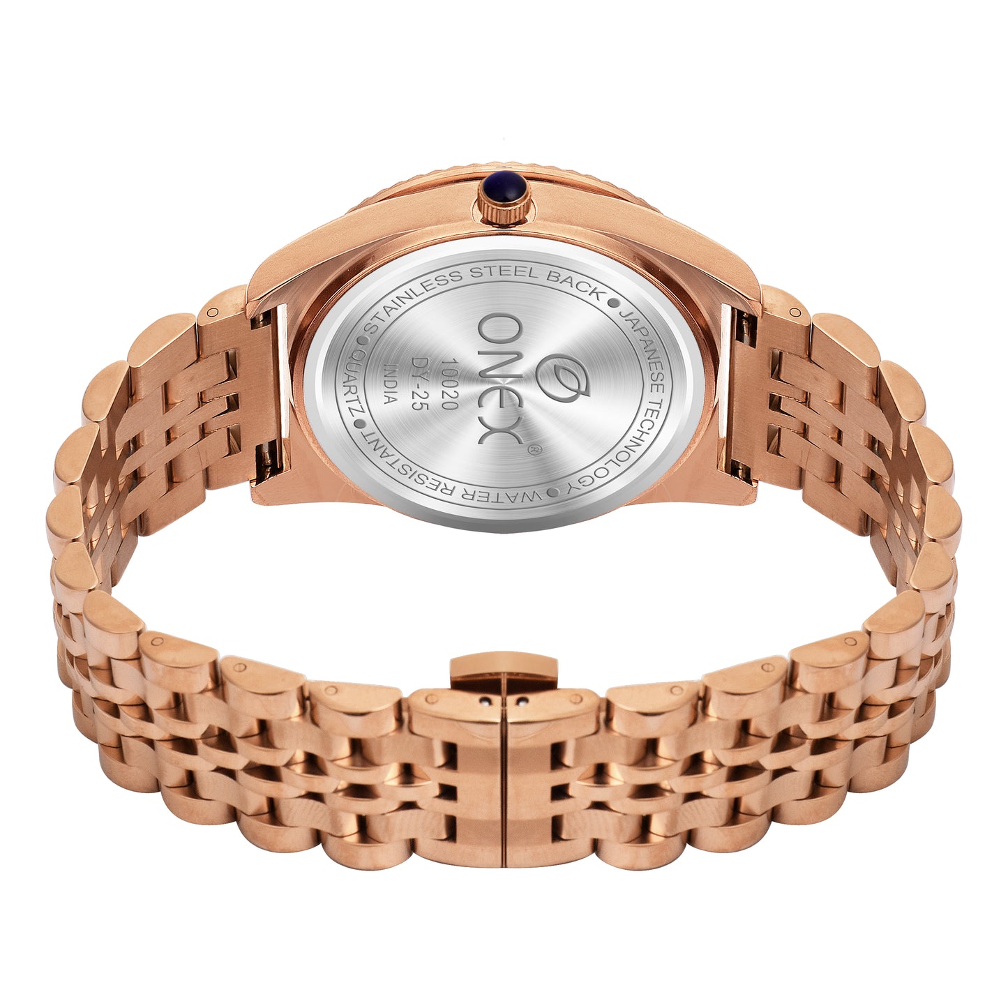 ONEX Men’s Chronograph Analog Watch | Green Dial with Rose-Gold Bezel | Stainless Steel Strap Wrist Watch