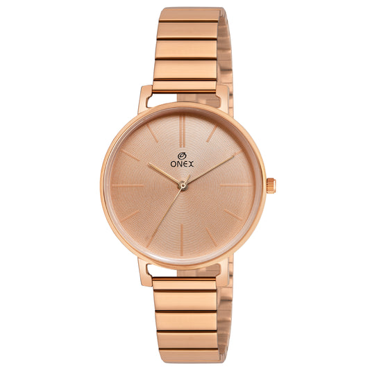 OneX Stylish Rose Gold Analog Watch for Women | Elegant Party & Daily Wear