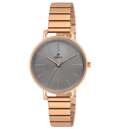 OneX Stylish Rose Gold Analog Watch for Women | Elegant Party & Daily Wear