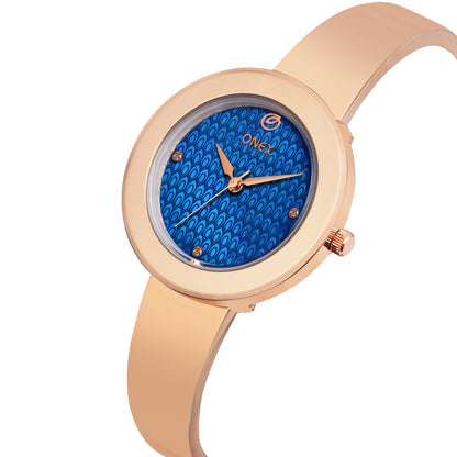 OneX Premium Rose Gold Analog Watch | Crystal-Studded Dial & Metal Bracelet