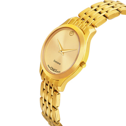 Exclusive India OneX Gold Analog Watch for Women | Premium Gold Finish Stainless Steel Strap