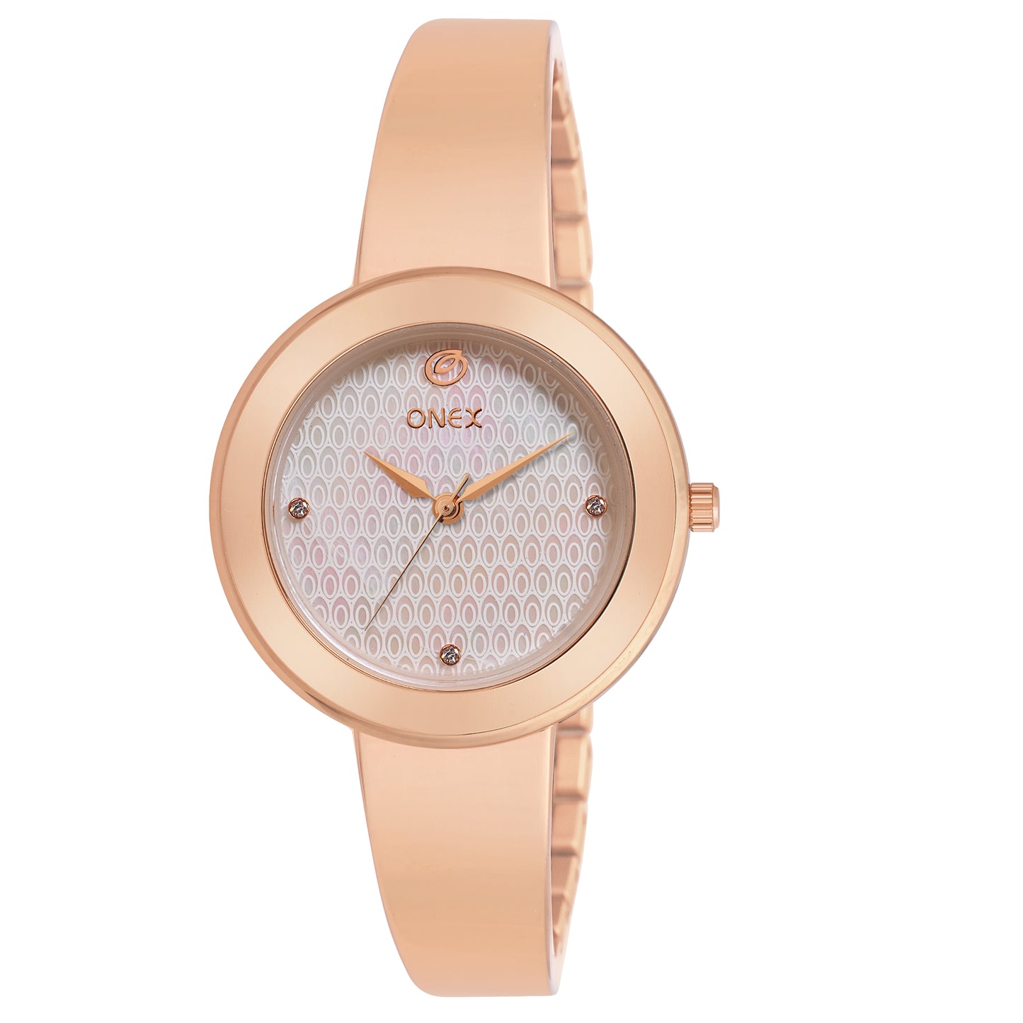 OneX Premium Rose Gold Analog Watch | Crystal-Studded Dial & Metal Bracelet