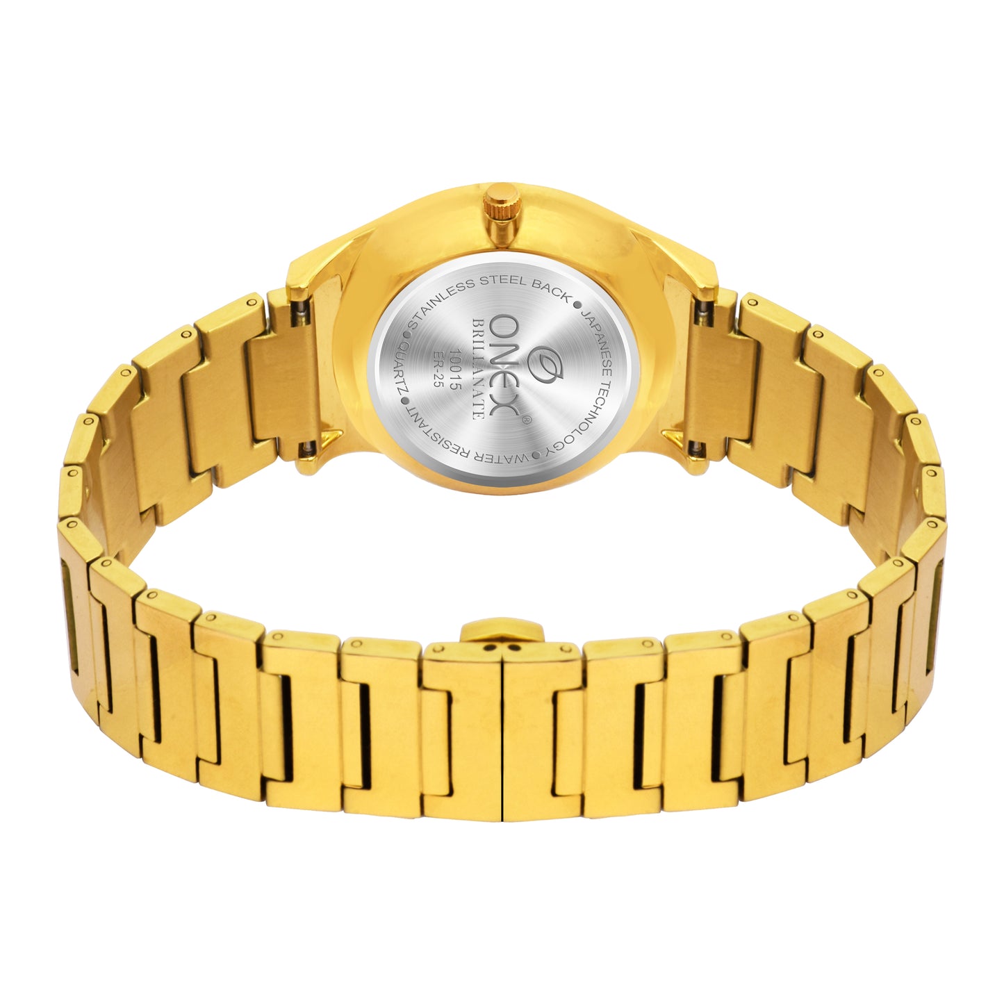 ONEX Premium Gold-Tone Analog Watch with Blue Sunray Dial & Crystal Hour Markers