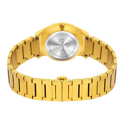 ONEX Premium Gold-Tone Analog Watch with Gold Sunray Dial & Crystal Hour Markers
