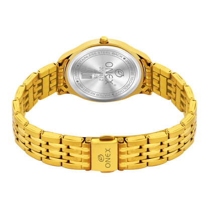 Exclusive India OneX Gold Analog Watch for Women | Premium Gold Finish Stainless Steel Strap