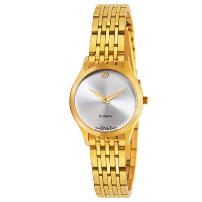 Exclusive India OneX Gold Analog Watch for Women | Premium Gold Finish Stainless Steel Strap