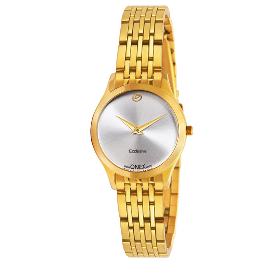 Exclusive India OneX Gold Analog Watch for Women | Premium Gold Finish Stainless Steel Strap