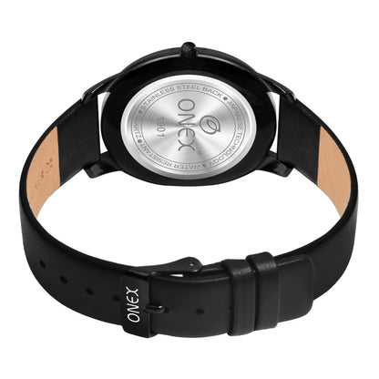 ONEX Men’s Analog Watch | Black Textured Dial with Rose Gold Hands | Premium Black Strap | Stylish Casual & Formal Wrist Watch