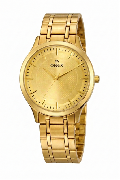 ONEX Premium Gold-Tone Analog Watch for Women | Stainless Steel Bracelet Strap | Quartz Movement | Elegant Casual & Party Wear Wrist Watch