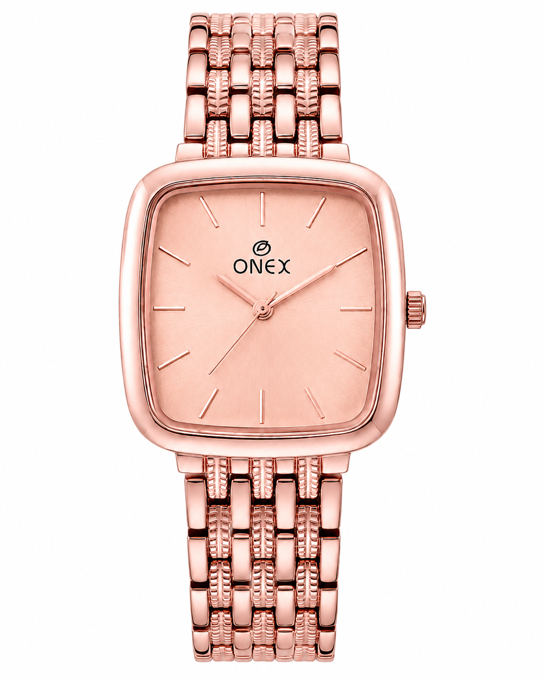 ONEX Women's Analog Rose Gold Stainless Steel Bracelet Watch | Square RoseGold Dial | Elegant Casual & Party Wear Wrist Watch for Women