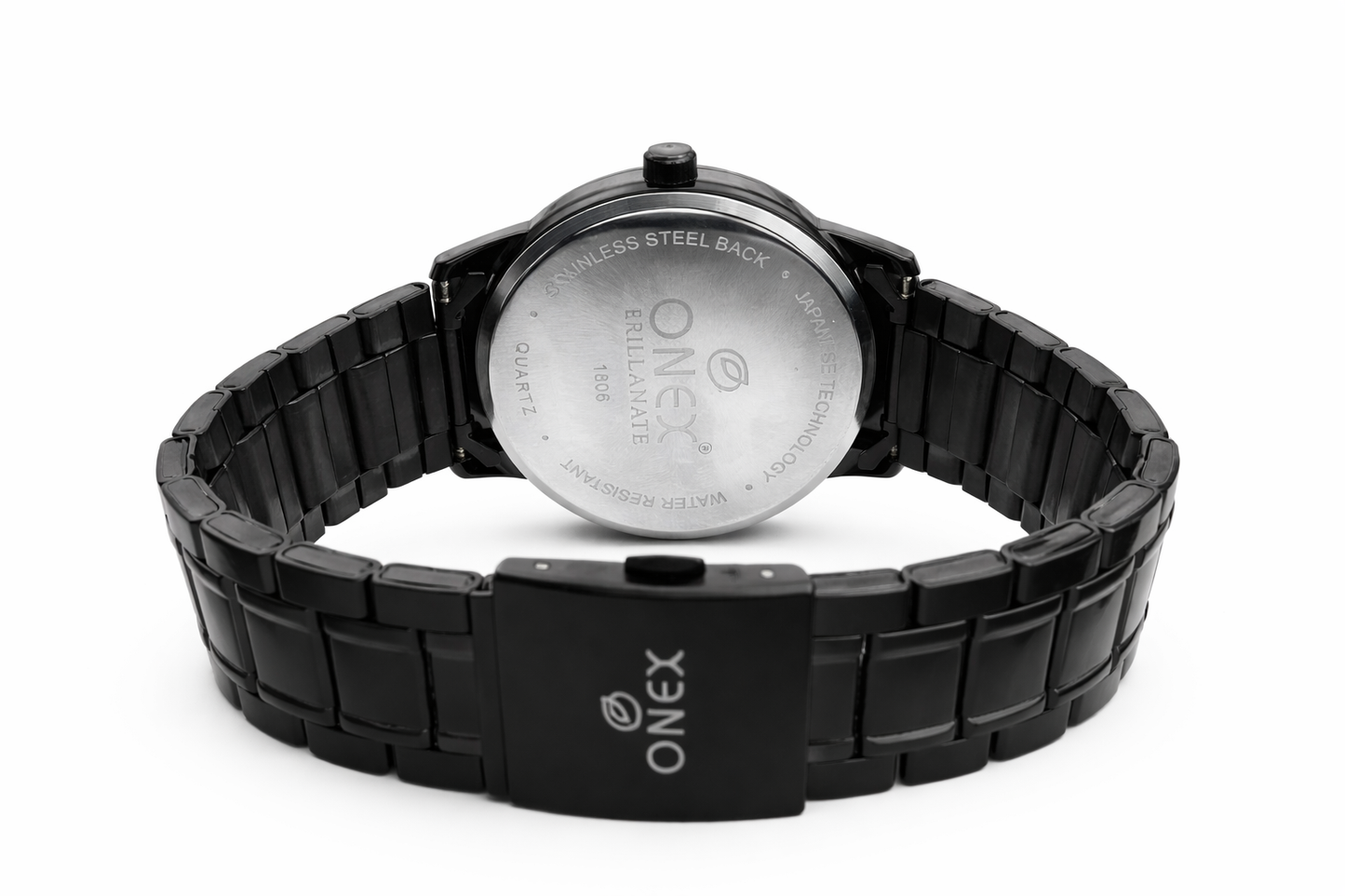 ONEX Men’s Analog Black Dial Watch with Gold Tone Markers & Stainless Steel Black Strap – Stylish Casual & Formal Watch