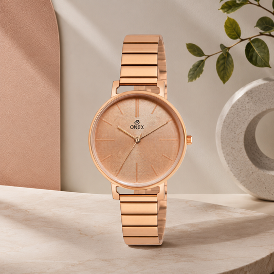 OneX Stylish Rose Gold Analog Watch for Women | Elegant Party & Daily Wear