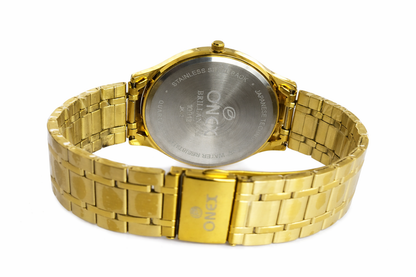 ONEX Premium Gold-Tone Analog Watch for Women | Stainless Steel Bracelet Strap | Quartz Movement | Elegant Casual & Party Wear Wrist Watch