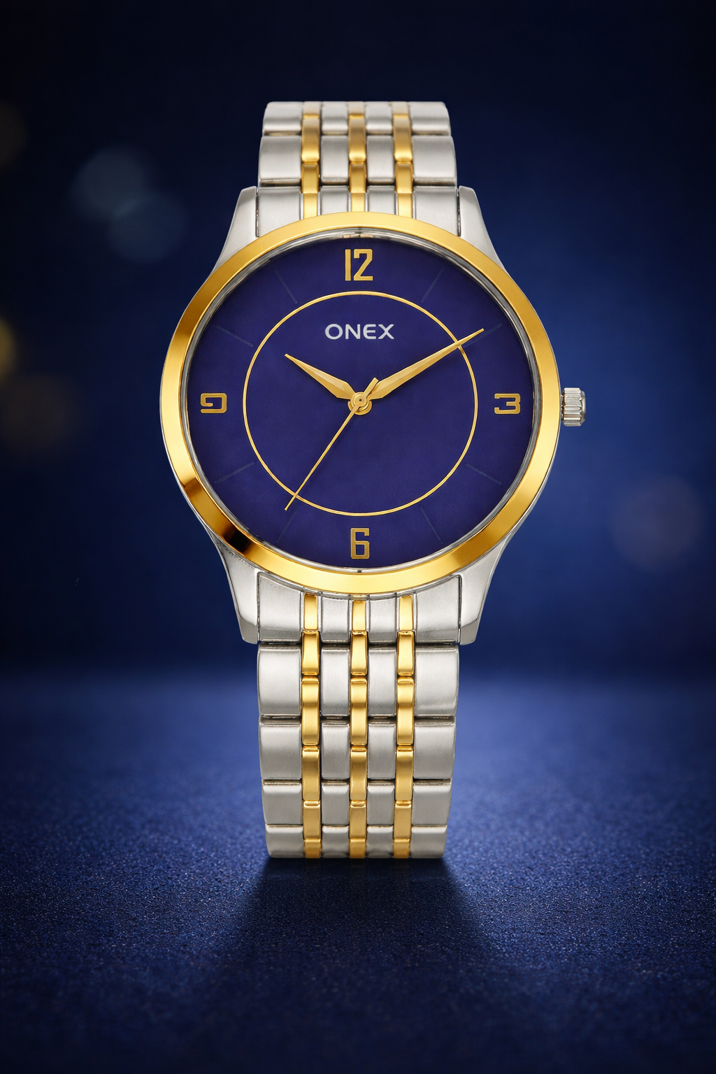 ONEX Men's Classic Blue Dial Two-Tone Stainless Steel Analog Watch