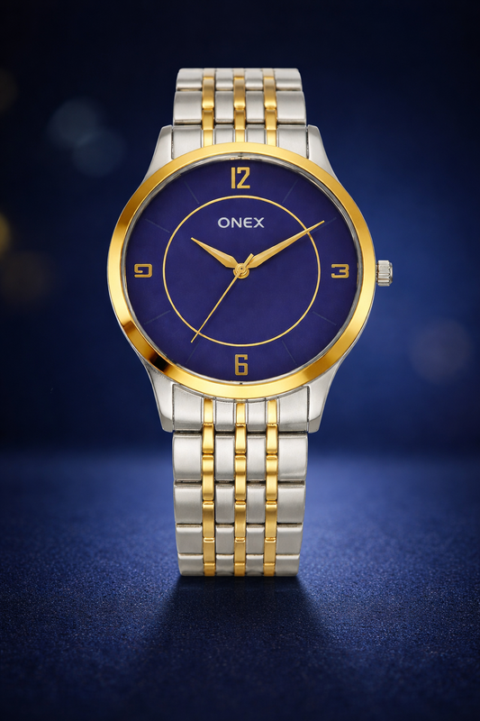 ONEX Men's Classic Blue Dial Two-Tone Stainless Steel Analog Watch