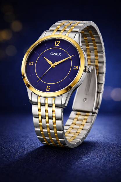 ONEX Men's Classic Blue Dial Two-Tone Stainless Steel Analog Watch