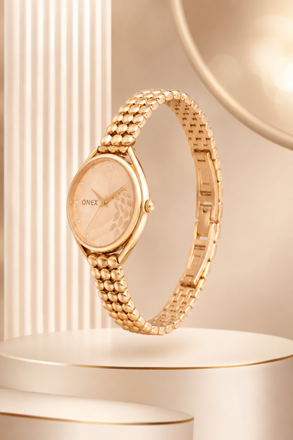 ONEX Elegant Rose Gold Bracelet Watch for Women | Stylish Rosegold Dial Analog Watch | Party & Daily Wear