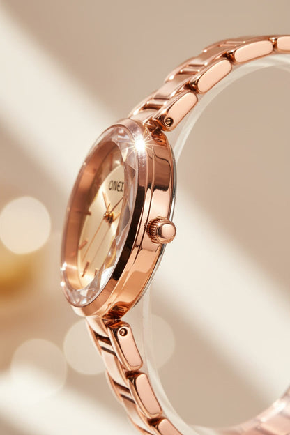 ONEX Women's Rose Gold Analog Watch | Floral Sunray RoseGold Dial | Premium Bracelet Strap | Quartz Movement | Elegant Dress Watch