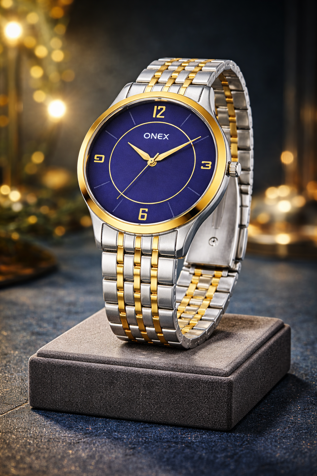 ONEX Men's Classic Blue Dial Two-Tone Stainless Steel Analog Watch