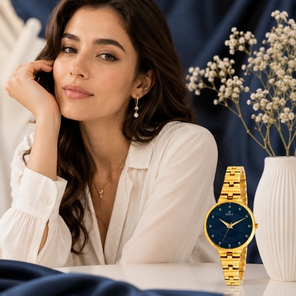 ONEX Stylish Gold Bracelet Watch for Women with Designer Textured Dial