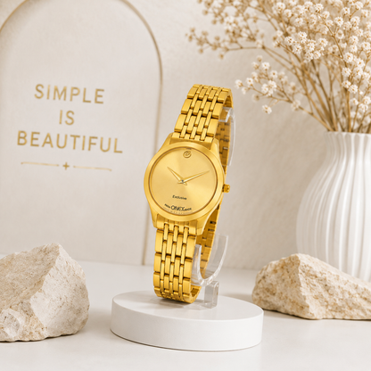 Exclusive India OneX Gold Analog Watch for Women | Premium Gold Finish Stainless Steel Strap