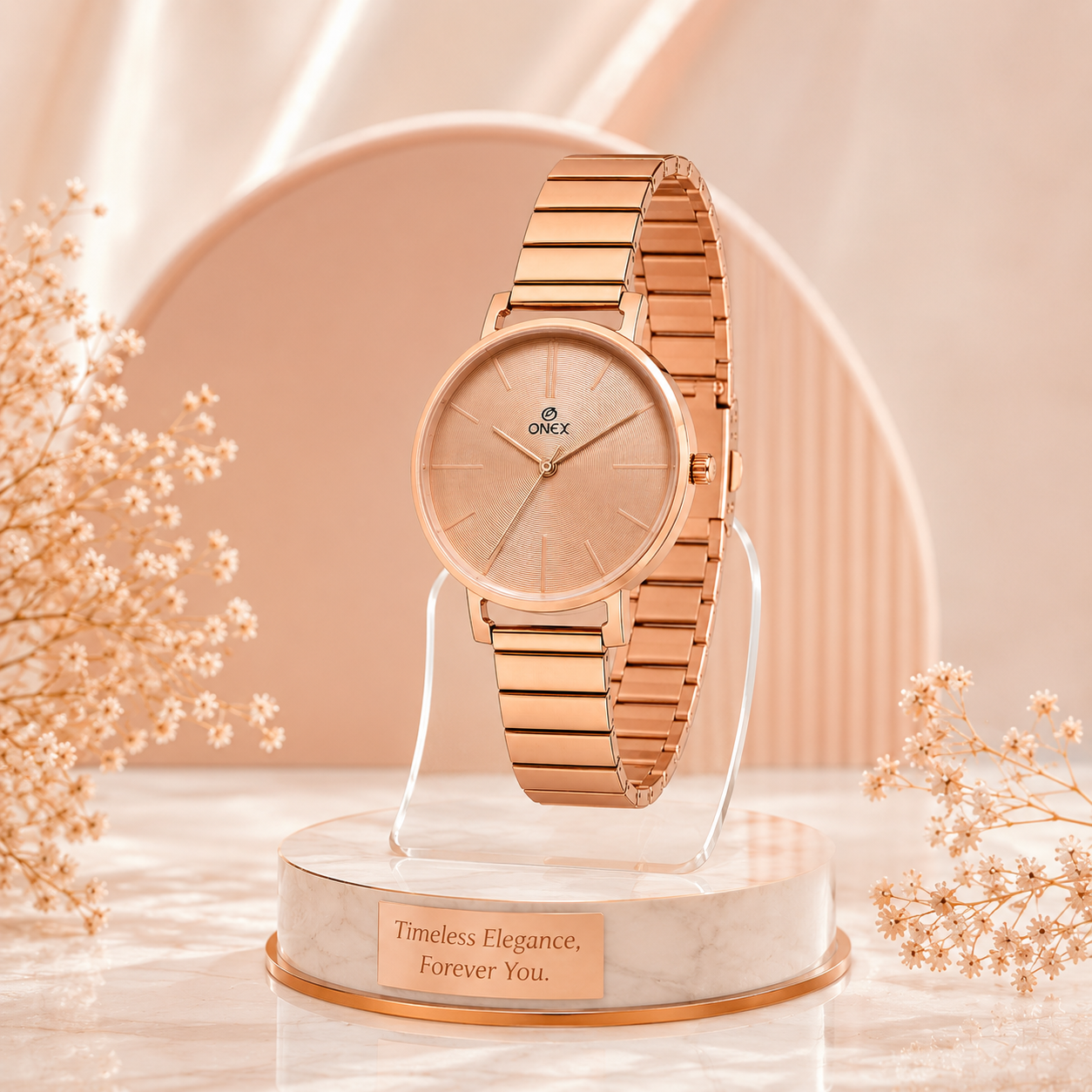 OneX Stylish Rose Gold Analog Watch for Women | Elegant Party & Daily Wear